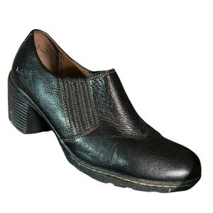 Bolo Black Leather Chunky Heel Booties Size 9